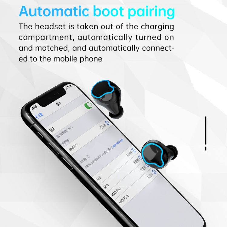 Écouteurs sans fil Bluetooth 5.1 TWS M9, affichage numérique miroir, avec boîtier de chargement et lampe de poche, prise en charge tactile, Siri et affichage de la batterie, M9 (noir)